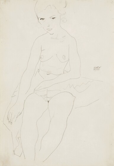 Egon Schiele, Sitzender Halbakt (Seated Semi-Nude)