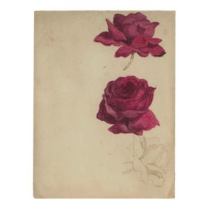 Two Roses 9 3/8 x 7 1/8 in. (23.8 x 18.1 cm.) (Painted circa 1865-75.)