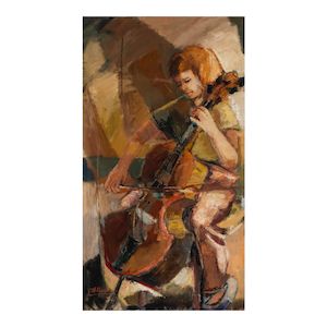 Anne with Cello (The Artist's Daughter) 50 x 28 1/4 in. (Painted circa 1960-61.)