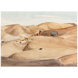 Farm Near Lompoc sight 13 1/2 x 19 in. (Executed circa 1928.)