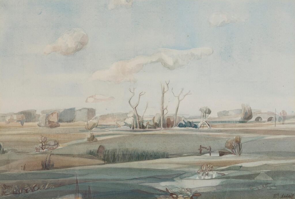 Bare trees with bridge