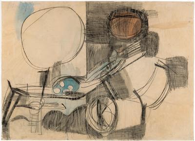 Sketch “Komposition mit zwei Kreisen” (illustration phase of the sitting sister)