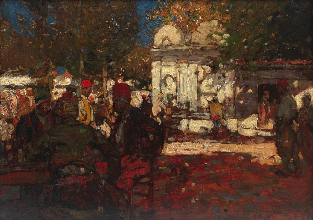 In a café garden