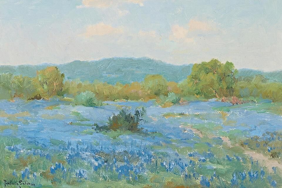 Spring Pastoral Landscape with Bluebonnets