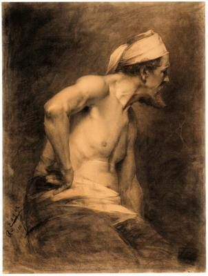 A Male Half-nude With Headscarf