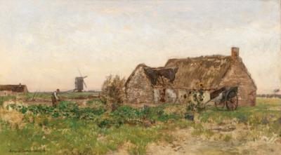Farmhouses with a Windmill in the Background