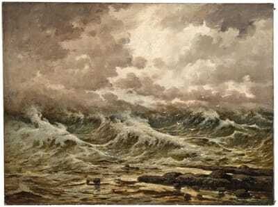 Stormy sea with seagulls