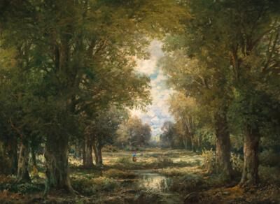 A Forest Glade with Mushroom Picker