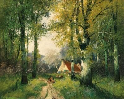 A Farmyard in a Forest in Spring