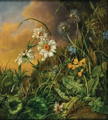 A Forest Floor with Daisies, Primroses and Dandelions