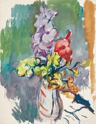 A vase with gladiolas