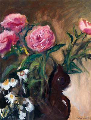 Pink Peonies in a Brown Jug