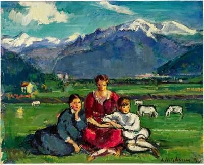 The artist’s family in front of the Steinernes Meer in Maishofen