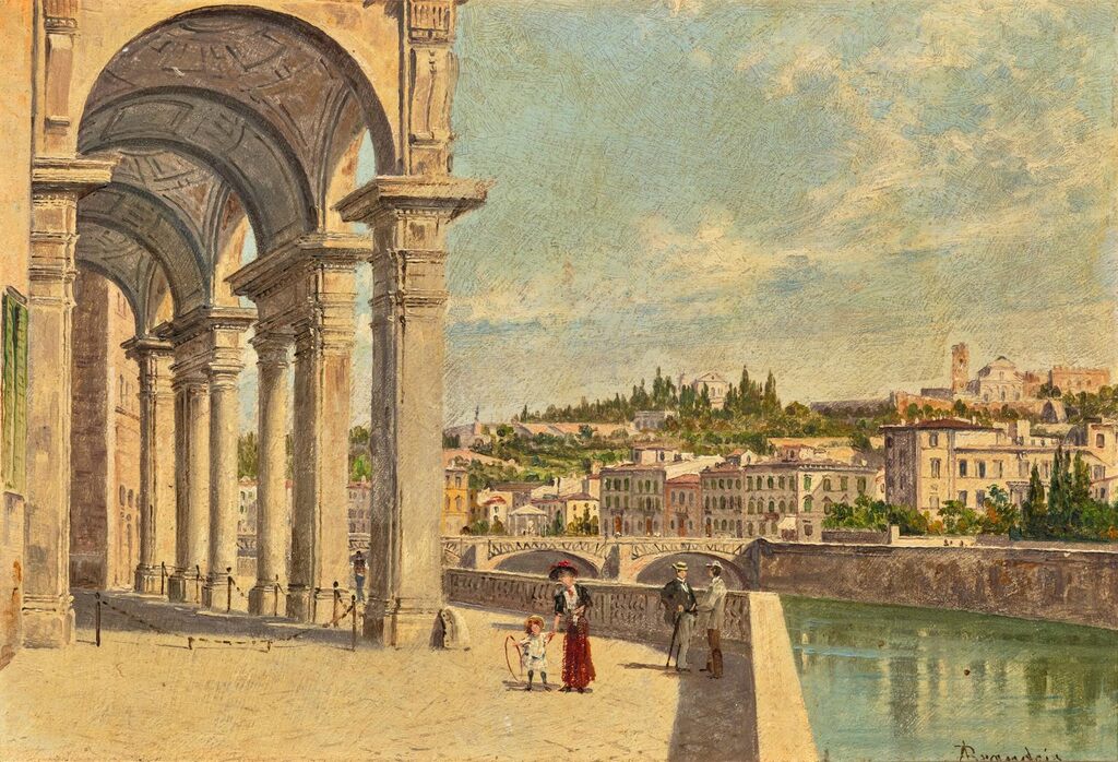 View of Florence: The Ponte alle Grazzie over the Arno from the Uffizi