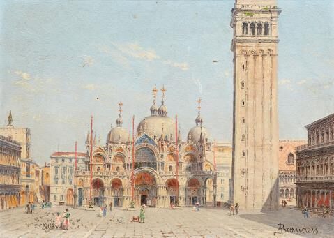 Two views of Venice: Piazza San Marco with the Basilica di San Marco; Riva degli Schiavoni with the Doge's Palace