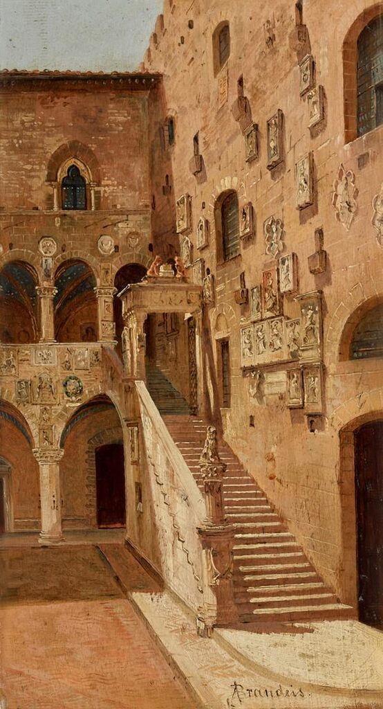 Palazzo Pretorio, Bargello and The Ponte Vecchio, Florence; a pair
