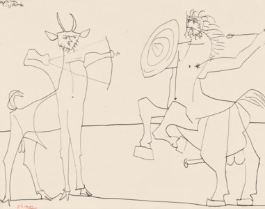 Combat de faune et de centaure
