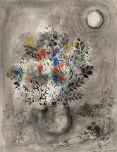 Grand bouquet aux amoureux devant Vence, la nuit