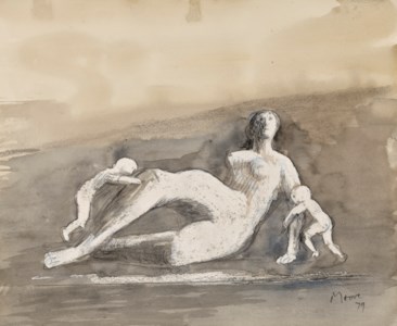 Reclining Mother with Two Children