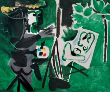 Le peintre et son modèle dans un paysage