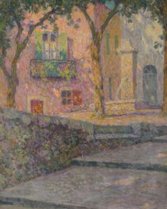 Henri Le Sidaner, La place de la fontaine au soleil