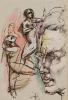 Leon Kelly, Cloth bound drawing pad with six drawings.