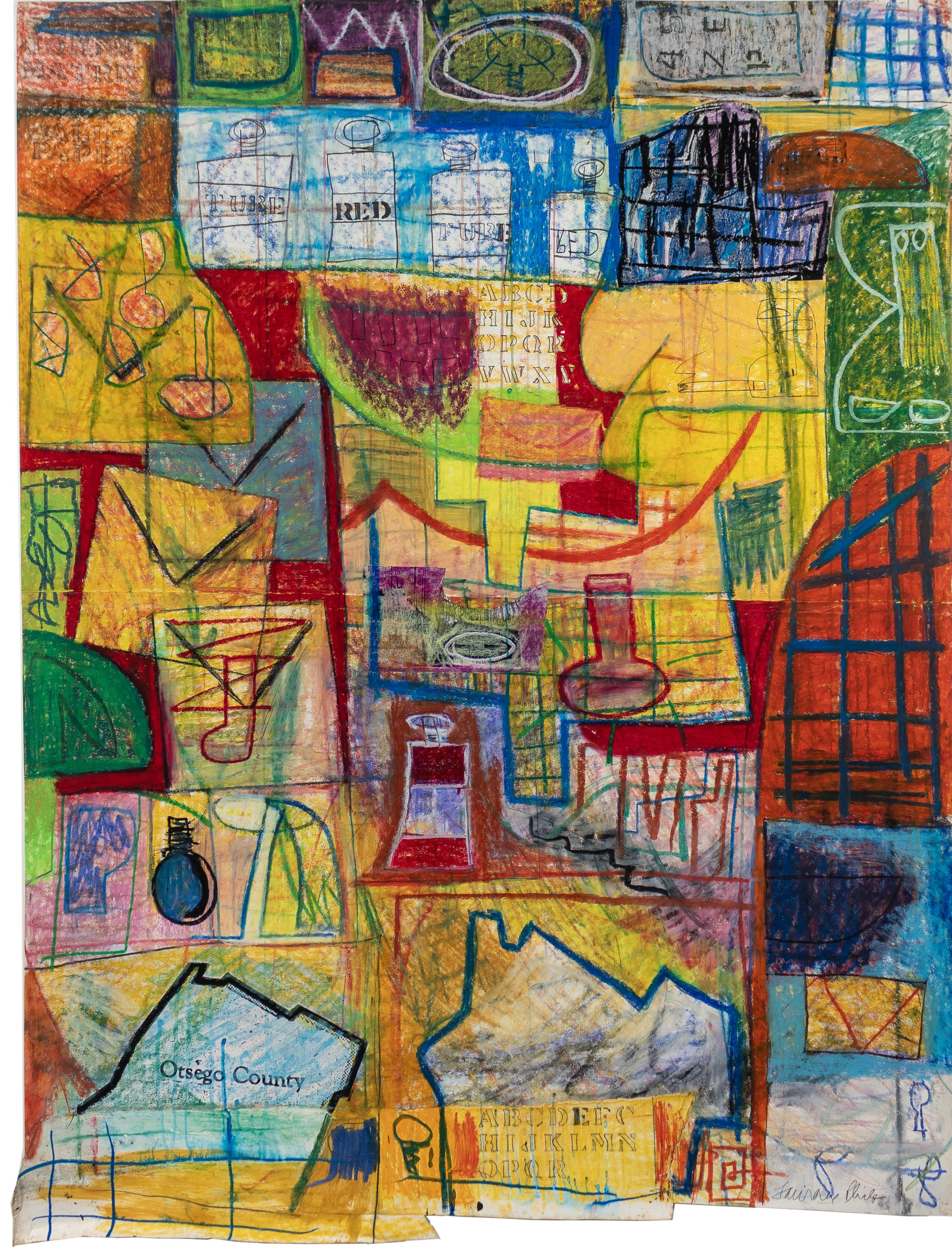 Lawrence Philp, b. 1949, Otsego County Road Map (for J.M. Basquiat)