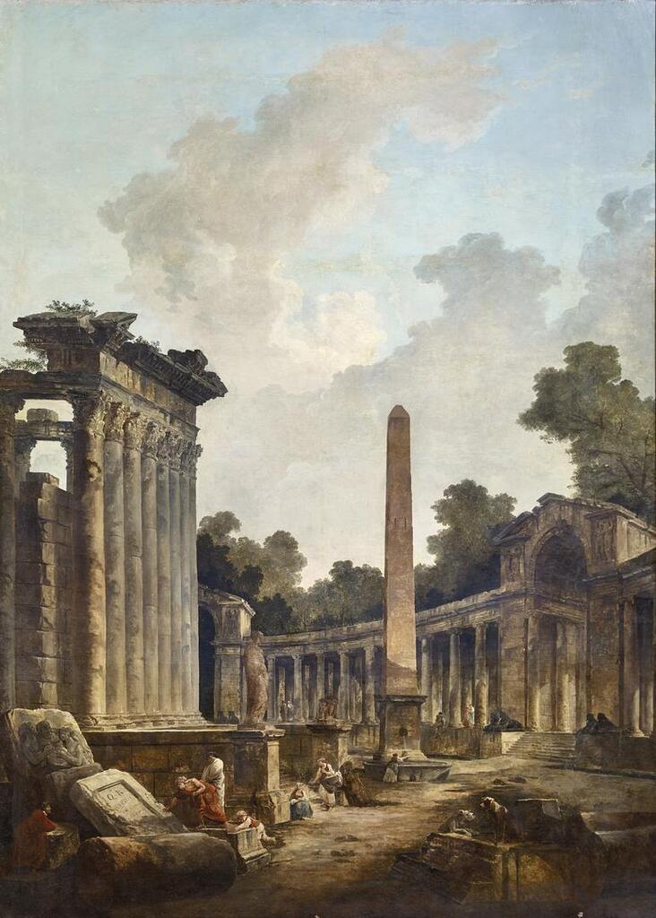 Paysage à l'obélisque et à la colonnade