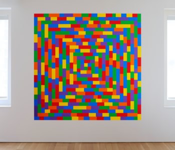 Sol LeWitt, Wall Drawing #1112, Square with broken bands of color