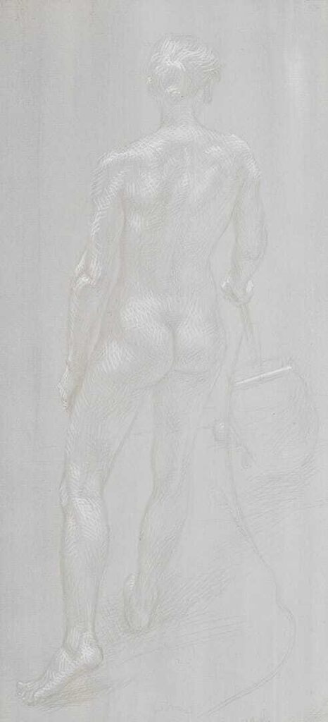 Nude Seen from Back with Vacuum Cleaner