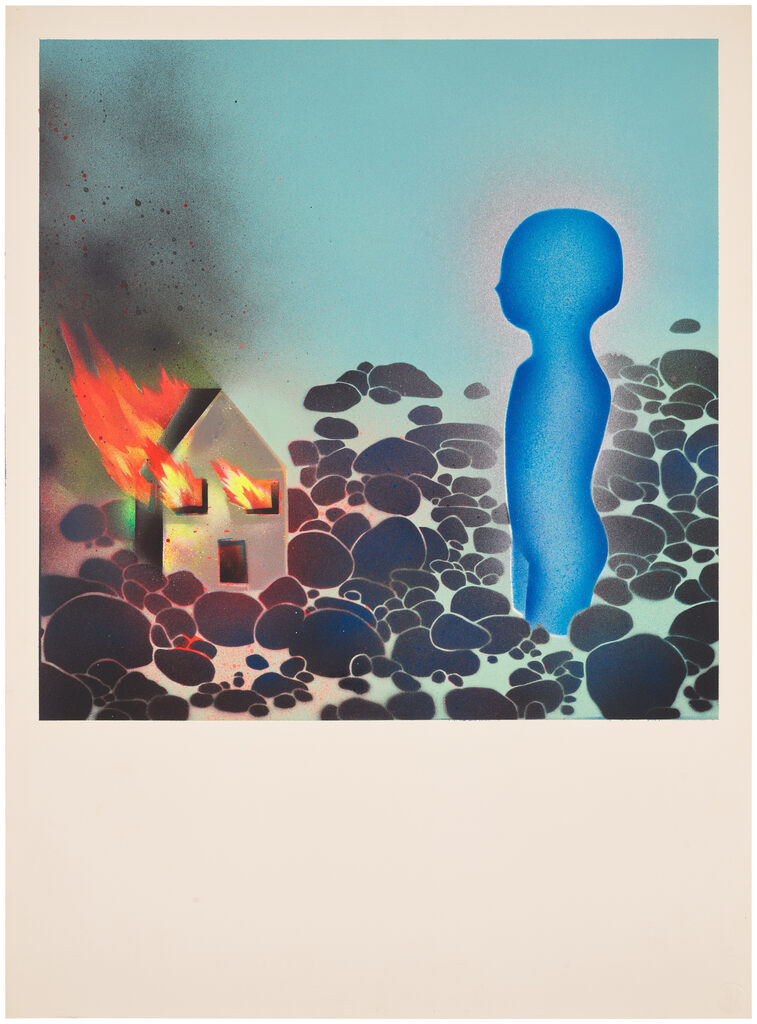 Burning House / Blue Figure