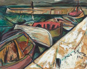 Irma Stern (South African, 1894-1966) Harbour Scene, Kalk Bay