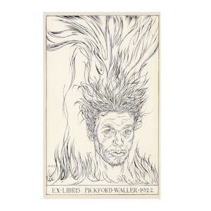 Austin Osman Spare (British, 1886-1956) Ex-Libris Pickford Waller Self-portrait amidst flames