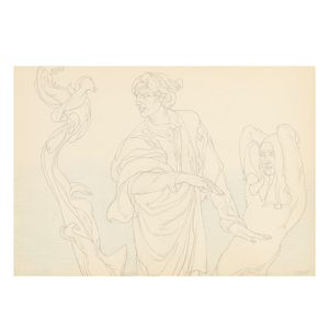 Austin Osman Spare (British, 1886-1956) Man with Cloaked Companion from Satyros Dux (unframed) (Executed circa 1945)