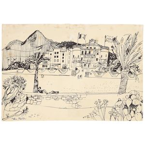 John Minton (British, 1917-1957) L'Île Rousse Hotel Napoléon Bonaparte (unframed)
