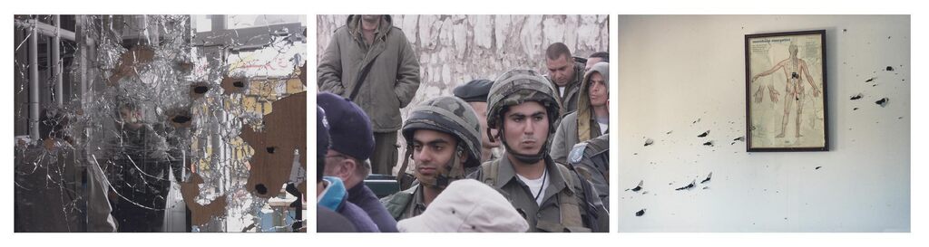 Bank mirror, Ramallah, April 22, 2002; Israeli soldiers, Bethlehem, April 20, 2002; (iii) A Doctor's office, 2002