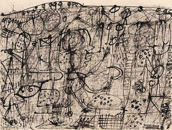 Paysage grotesque - Personnage tenant une faucille