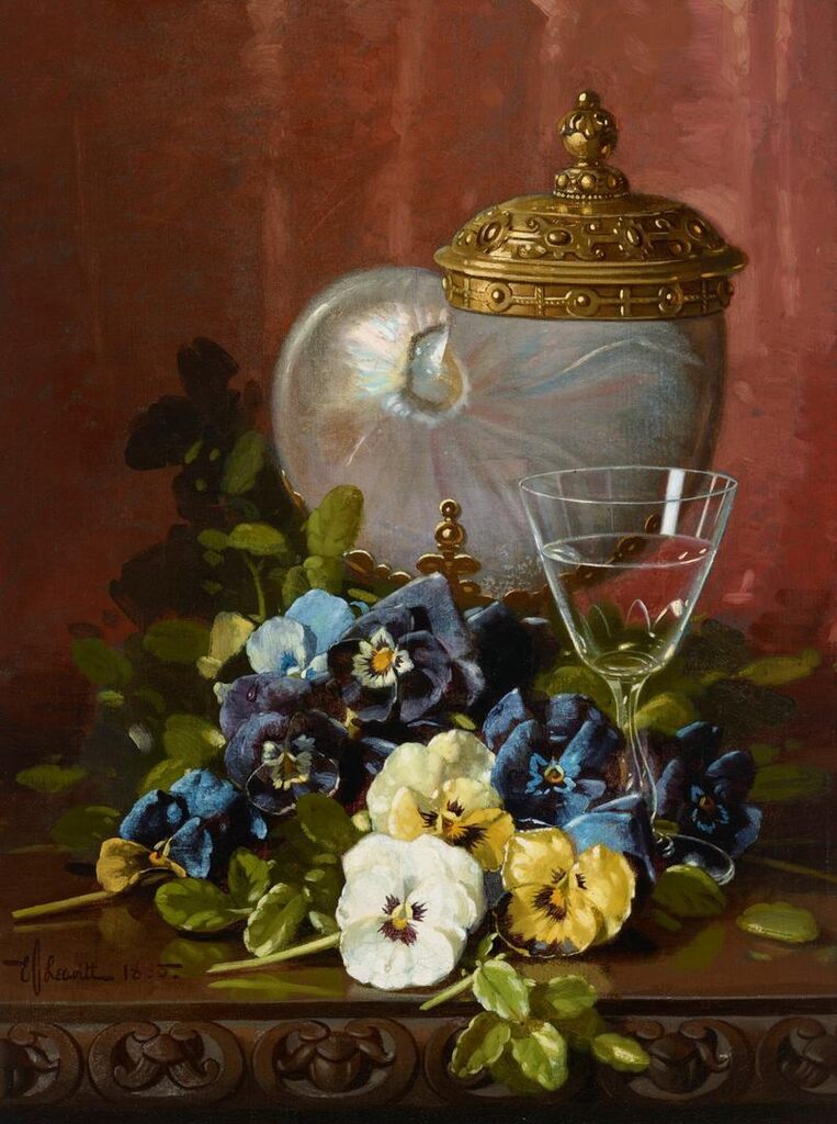Still Life with Pansies and Nautilus Cup