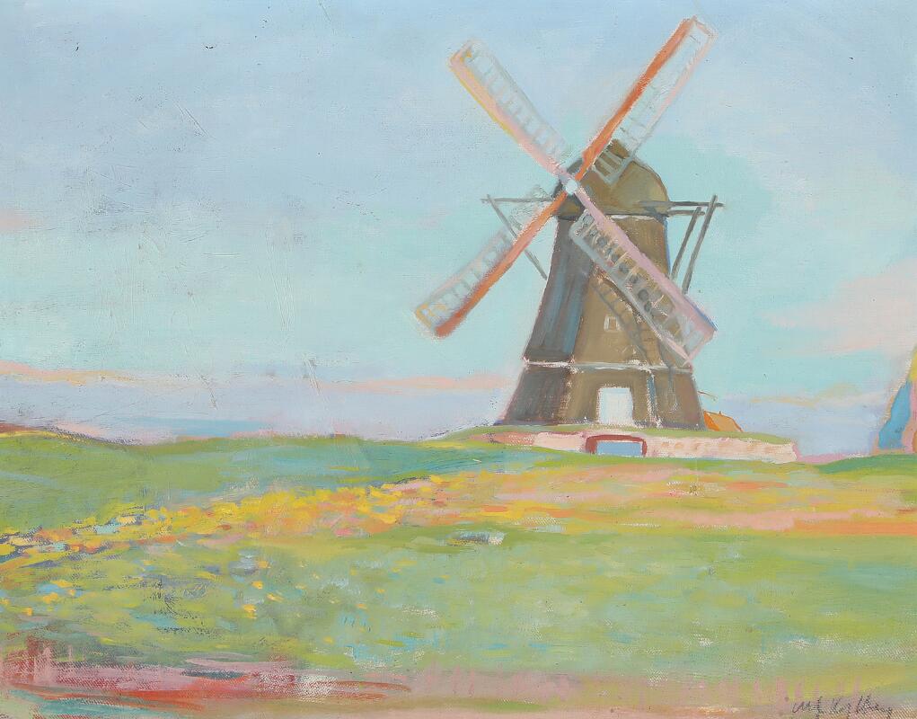 Summer landscape with mill