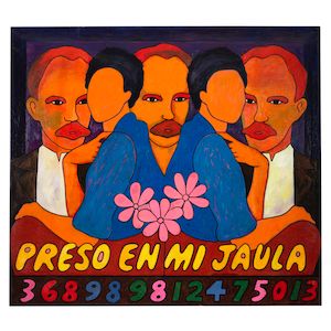 RAÚL MARTÍNEZ (1927-1995) Preso en mi juala 44 3/4 x 49 5/8 in (113.6 x 126 cm) (Painted in 1994-1995)