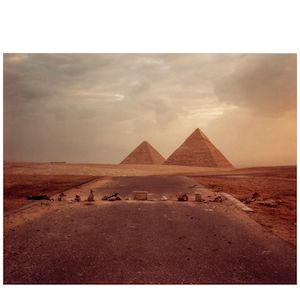 Richard Misrach (born 1949); 'Road Blockade and Pyramids';