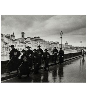 Alfred Eisenstaedt (1898-1995); Monks Hurrying Along the River Arno, Florence;