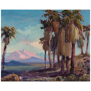 Fred Grayson Sayre (1879-1939) Palm Trees and Smoke Trees (a group of two) each 8 x 10 in.
