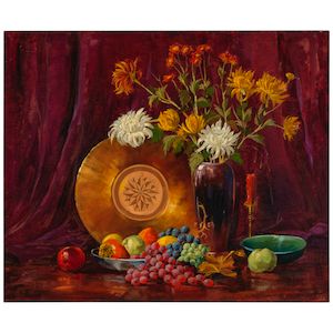 George Demont Otis (1879-1962) Copper and Chrysanthemums 30 1/8 x 36 1/8 in.
