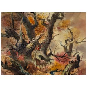 Jade Fon Woo (1911-1983) Autumn Mood sight 21 x 28 1/2 in.
