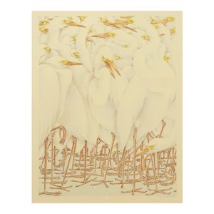 Mary Lee Eggart (1928-2010) Flock #72 | Common Egrets image 25 3/4 x 19 3/4 in.