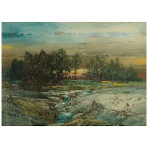 William Louis Sonntag (1822-1900) Rocky Landscape sight 9 3/4 x 13 1/2 in. (Executed in 1892.)