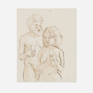 John Currin, Nude Couple with Drinks