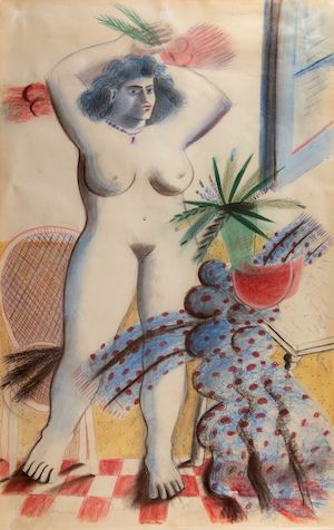 Nue avec des fruits d'été
