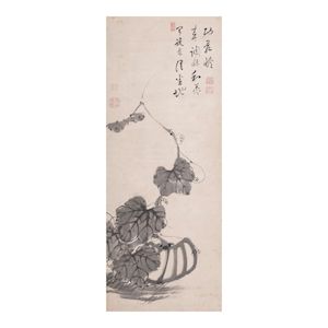 ITŌ JAKUCHŪ (1716-1800) A Japanese Large Hanging Scroll Painting of a Pumpkin on the Vine Edo period (1615-1868), mid-18th century
